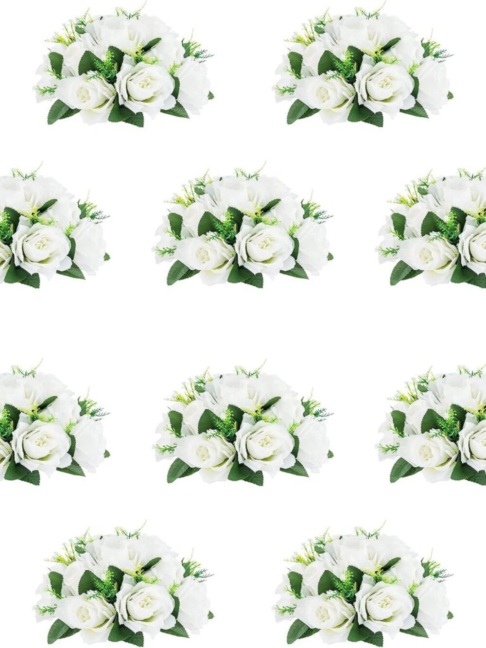 10Pcs Artificial Rose Balls for Centerpieces White